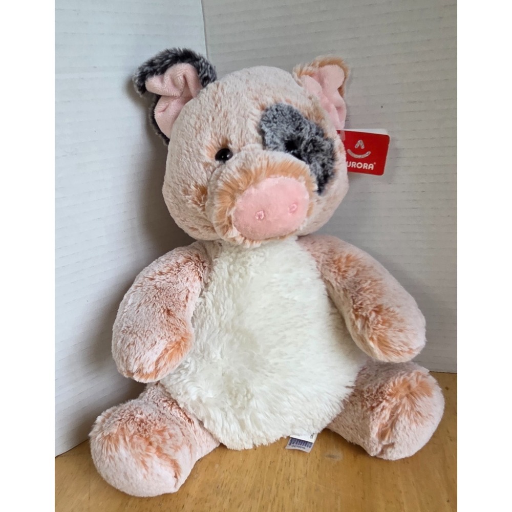Aurora Sweet & Softer Percy Pink Pig & Gray Plush Stuffed Animal 11 inch 2016